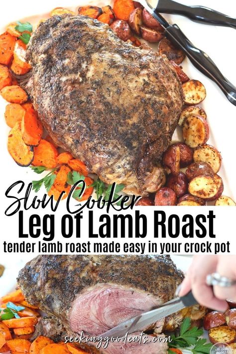 Lamb Recipes Crockpot, Slow Cooker Lamb Roast, Slow Cooked Leg Of Lamb, Lamb Leg Roast Recipes, Lamb Barbacoa, Crockpot Lamb, Lamb Roast Recipe, Lamb Leg Recipes, Slow Cooker Lamb