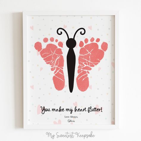 Excited to share this item from my #etsy shop: Printable Valentine's day gift | Butterfly baby footprint | Gift for mom, dad, grandma or grandpa from baby | Footprint keepsake gift | DIY Baby Footprint Art For Grandma, Diy Presents For Grandma, Butterfly Footprints, Baby Footprint Keepsake, Baby Footprint Art, Printable Butterfly, Grandma Birthday Card, Footprint Keepsake, Baby Footprint