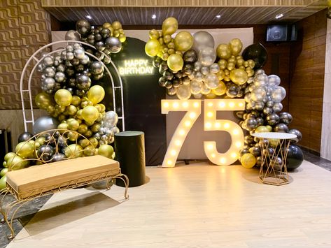 75th Party Decorations, Decorating Ideas For 75th Birthday Party, 75th Birthday Balloon Decorations, 80th Birthday Party Backdrop, 75 Birthday Party Ideas Mom Decorations, 75 Bday Ideas 75th Birthday Parties, 75 Birthday Theme Party Ideas, 86 Birthday Party Ideas, 75th Birthday Backdrop Ideas