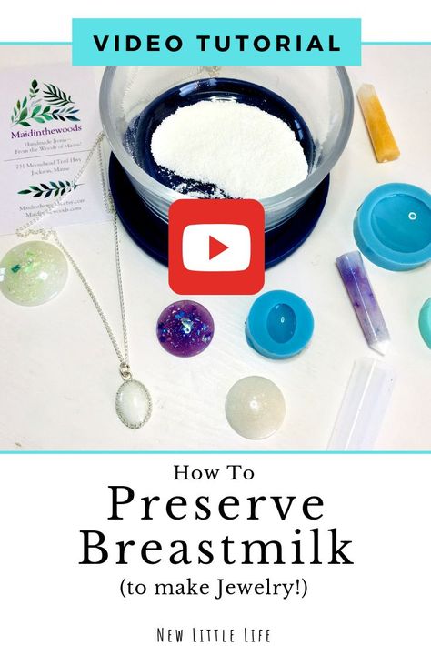 PART 2 video: How to preserve your breastmilk to make jewelry! This DIY breastmilk jewelry kit from Maidinthewoods lets you preserve and make breastmilk jewelry right at home! #youtube #breastmilkjewelry #diyjewelry #breastmilk #videopin #newlittlelife #b Breastmilk Resin Art, How To Make Breastmilk Jewelry, Breast Milk Jewelry Diy, Breastmilk Recipes, Diy Breastmilk Jewelry, Breastmilk Pendant, Breastmilk Necklace, Breastmilk Jewellery, Milk Jewelry