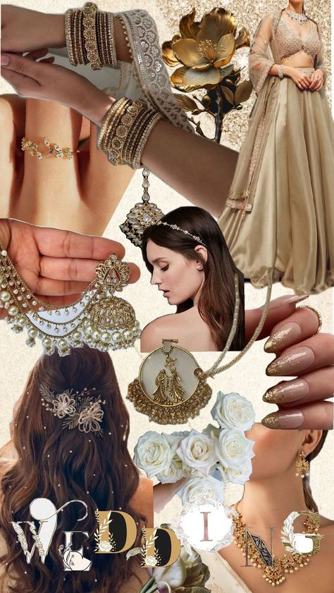 random gold and white Indian wedding board Jewelry Mood Board, White Indian Wedding, Earthy Jewelry, Wedding Mood Board, Wedding Mood, Wedding Board, Indian Jewelry, White Wedding, Indian Wedding