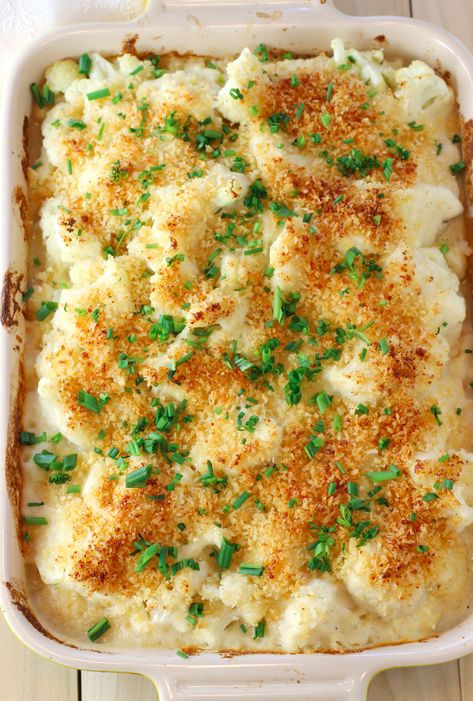 Modern Cauliflower Gratin — Lighter and More Flavorful | Food Gal July Appetizers, Grub Hub, Cauliflower Gratin, Vegetarian Cookbook, Healthy Thanksgiving, Food Options, The Genius, Cauliflower Recipes, Vegetable Sides