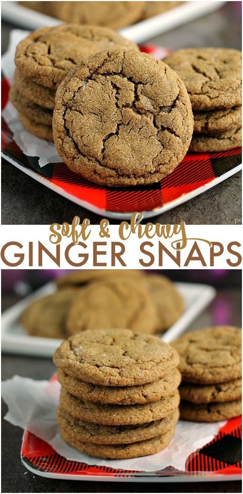 Soft and chewy Ginger Snaps are an easy, fragrant cookie that are perfect for any holiday cookie spread! | Persnickety Plates AD SpiceYourHoliday Chewy Ginger Snaps, Persnickety Plates, Chewy Ginger Cookies, Christmas Eats, Desserts Cookies, Food Cookies, Cookies Soft, Ginger Molasses Cookies, Cookie Spread