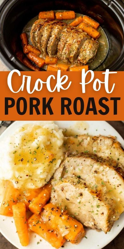 Crock Pot Pork Roast (and VIDEO!) - The best Slow Cooker Pork Roast Crock Pot Pork Roast, Pork Loin Crock Pot Recipes, Pork Roast Crock Pot Recipes, Pork Roast Recipe, Crockpot Pork Roast, Slow Cooker Pork Roast, Crock Pot Pork, Pot Roast Crock Pot Recipes, Pork Crockpot Recipes