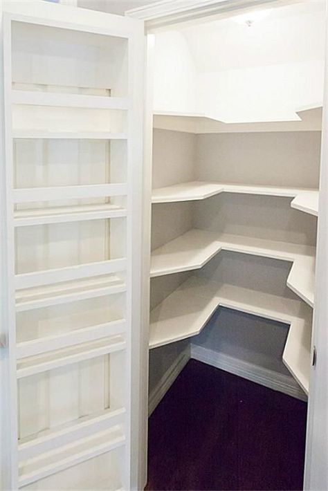 Pantry Cabinets - 7 Ways to Create Pantry and Kitchen Storage Small Deep Pantry Remodel, Separate Pantry Cabinet, Diy Pantry Corner, Making A Pantry Out Of A Closet, Small Pantry Dimensions, Create A Pantry In A Small Kitchen, Hallway Closet Into Pantry, Rolling Pantry Storage, Small Pantry Shelves Ideas