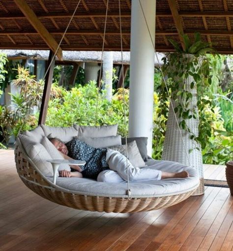 I'm going to need a porch large enough for the specific reason of installing one of these Outdoor Porch Bed, Porch Bed, Interior Boho, Hanging Beds, Outdoor Porch, Style At Home, Design Case, Home Fashion, Daybed