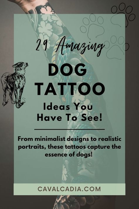 Calling all dog lovers and tattoo enthusiasts! This blog post features 29 unique and meaningful dog-related tattoo ideas to help you immortalize your love for your pet. From simple paw prints to detailed portraits, we've gathered a variety of styles and designs to inspire your next ink! Small Dog Themed Tattoos, Tattoos Of Dog Paws In Memory Of, Mans Best Friend Tattoo Dogs, Unique Tattoos For Dog Lovers, Unique Dog Memorial Tattoo, In Memory Dog Tattoo Ideas, Best Dog Tattoo Ideas, Unique Pet Memorial Tattoos, Dog Rescue Tattoo Ideas