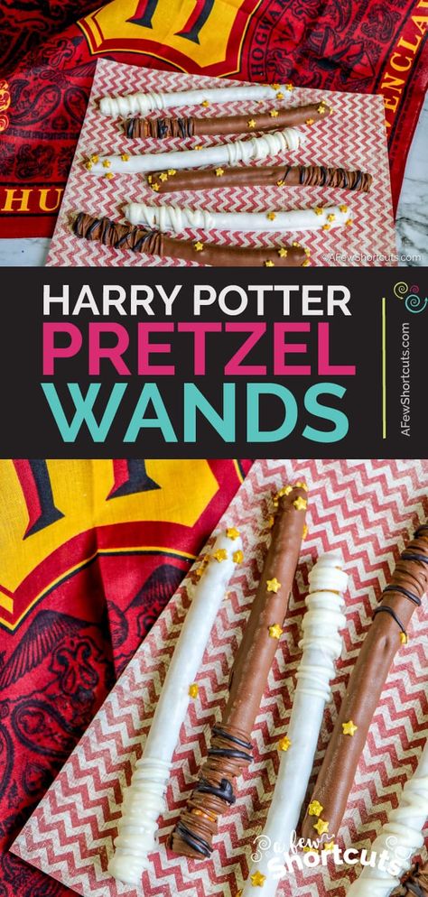 Pretzel Wands, Pretzel Rods Dipped, Harry Potter Sleepover, Harry Potter Magic Wand, Family Movie Night Snacks, Harry Potter Treats, Harry Potter Snacks, Harry Potter Parties Food, Harry Potter Movie Night