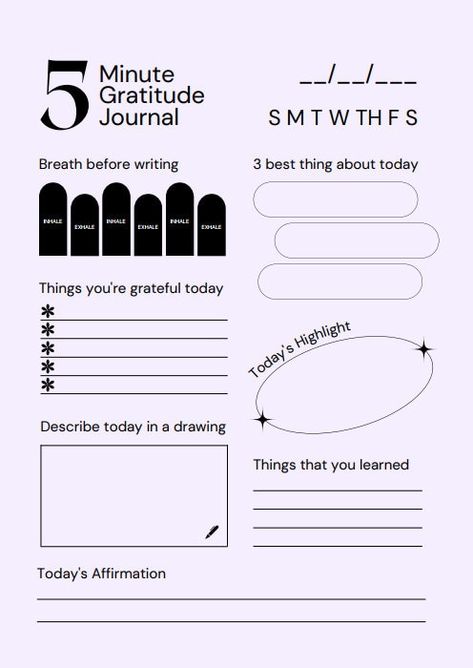 Five Minute Gratitude Journal, Gratefulness Journal Prompts, What I Did Today Journal, Journal Of Gratitude, Prompt For Journal, The Five Minute Journal Pdf, Minimalist Journal Design, Grateful Journal Template, How To Make A Gratitude Journal