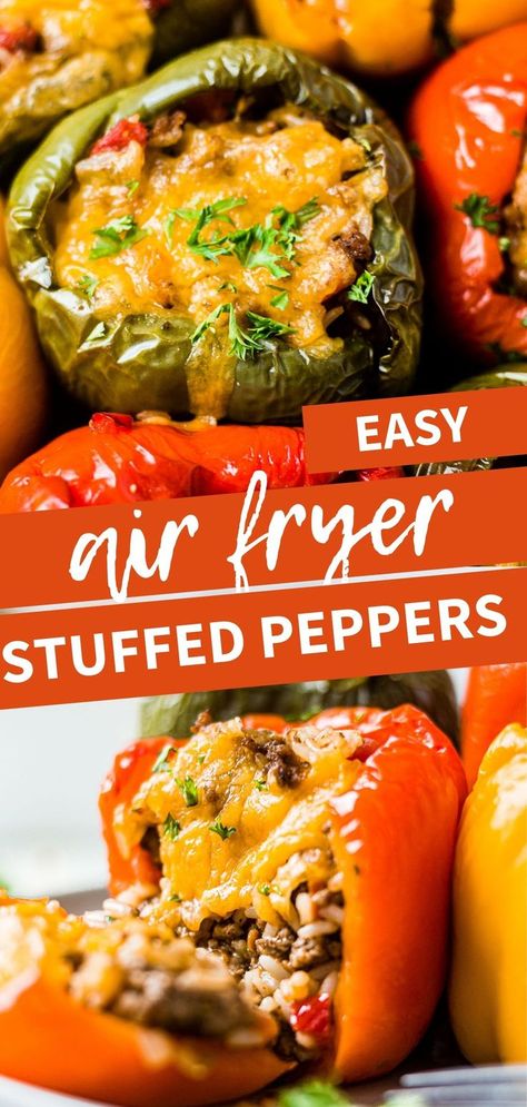 Air Fryer Stuffed Peppers, Cooking Stuffed Peppers, Protein Veggies, Air Fried Food, Air Fryer Oven Recipes, Air Fry Recipes, Air Fryer Dinner Recipes, Air Fryer Healthy, Air Fryer Recipes Easy