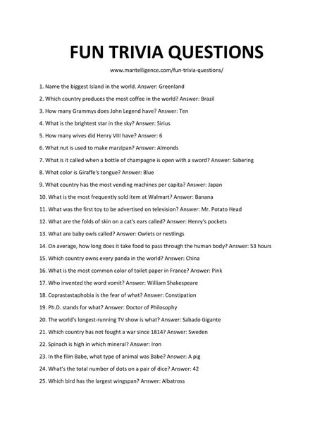 Downloadable and Printable List of Fun Trivia Questions Summer Trivia, Trivia Questions For Adults, Quotev Quizzes, Christmas Trivia Quiz, Funny Trivia Questions, Trivia For Seniors, Funny Quiz Questions, Quizzes And Answers, Trivia Categories