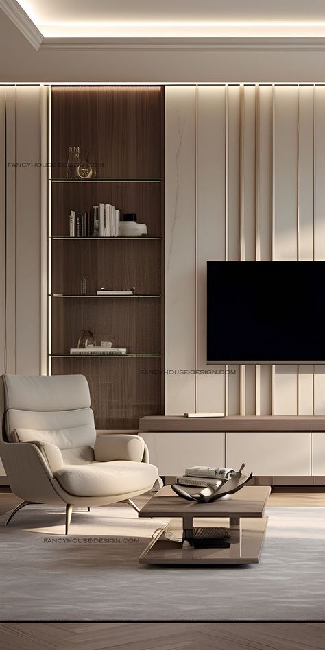 Tv Wall Ideas, Modern Classic Living Room, Modern Tv Unit Designs, Tv Unit Design Modern, Built In Shelves Living Room, Tv Unit Interior Design, Modern Tv Units, Modern Tv Wall, Living Room Tv Unit