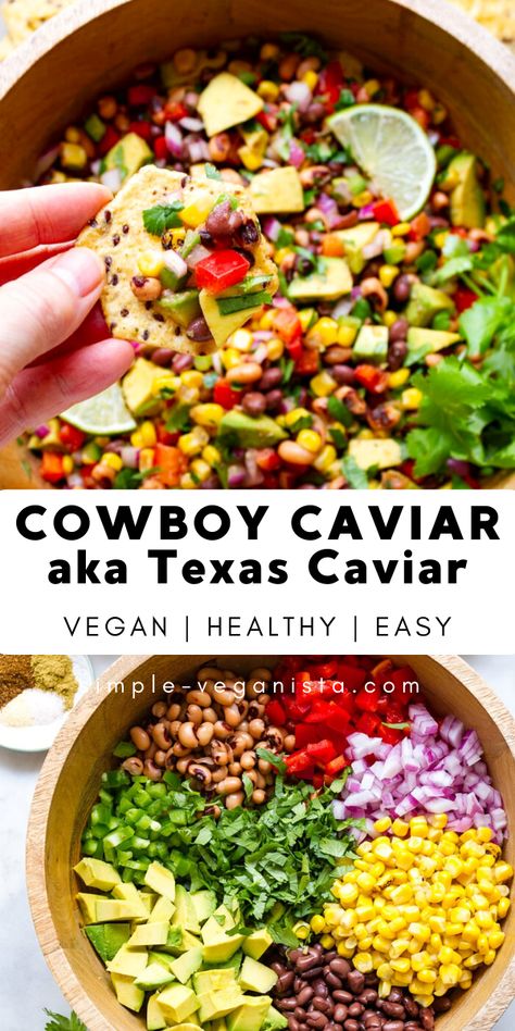 Cowboy Appetizers, Caviar Salad, Caviar Cowboy, Simple Veganista, Texas Caviar, Caviar Recipes, Vegan Party Food, Vegan Party, Cowboy Caviar