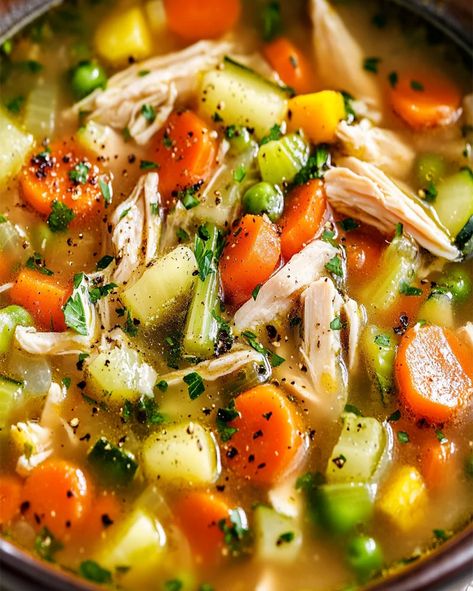 Chicken Vegetable Soup Recipe: Easy, Hearty, and Healthy Chicken Vegetable Soup Healthy, Vegtable Soup Recipes, Homemade Chicken Vegetable Soup, Chicken Broth Recipes Soup, Low Carb Vegetable Soup, Pasta Soup Recipes, Chicken Soup Recipes Homemade, Chicken Vegetable Stew, Veggie Soup Recipes