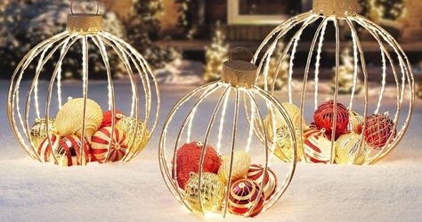 Deck the Outside Halls With These Pretty Outdoor Ornaments Oversized Ornaments, Outside Christmas Decorations, Room Vibes, Christmas Yard Decorations, Christmas Yard, Outdoor Holiday Decor, Outdoor Decorations, Front Porch Christmas Decor, Sam's Club