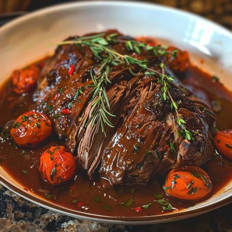 Tuscan-Style Slow-Cooked Beef Roast Dude Food, Beef Roast, Food Infographic, Roast Beef Recipes, Slow Cooked Beef, Braised Beef, Crock Pot Slow Cooker, Beef Recipes Easy, Beef Recipes For Dinner