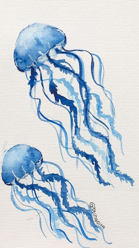 Jellyfish Painting, Jellyfish Drawing, Jellyfish Art, Cat Air, Art Inspiration Painting, Painting Art Projects, Sketchbook Art Inspiration, الرسومات اللطيفة, Art Sketchbook