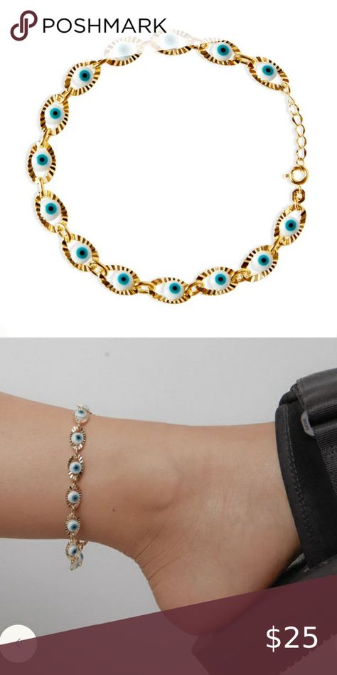 THE WHITE & BLUE EVIL EYE ORNATE BEZEL ANKLET M Jewelers, Blue Evil Eye, New Love, Evil Eye, Anklets, The White, Love It, White Blue, Fashion Tips