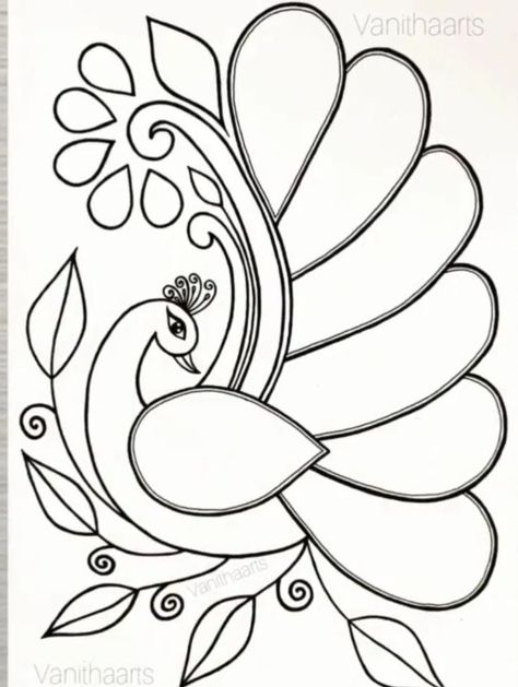 Peacock Embroidery Designs, Flower Pattern Drawing, Birds Embroidery Designs, Simple Embroidery Designs, Pola Sulam, Hand Work Embroidery, Simple Embroidery, Hand Embroidery Design Patterns, Hand Embroidery Art