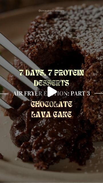 Mohena Ahluwalia | Cakewali didi | Pune Cake Educator on Instagram: "5 mins gluten-free protein lava cake 

Part 3 of our 7 days 7 high protein air fryer dessert recipe 

15 g Oat Flour 

15 g Chocolate Protein Powder 

5 g Cacao Powder 

½ tsp Baking Powder

8 ml Sugar Free Syrup (monk fruit sweetner or any sugar substitute) 

40 ml Fat Free Lactose Free Milk or regular milk

#chocolatelavacake #recipereel #glutenfreedessert
#healthy #highproteindesserts #veganrecipes #airfryerrecipes #airfryerbaking 

[Gluten-free,  vegan , Airfryer Recipe,  baking , healthy , chocolate lava cake , high protein dessert, weight loss recipes]" High Protein Air Fryer, Vegan Airfryer, Air Fryer Dessert, High Protein Dessert, Airfryer Recipe, Protein Dessert, Baking Healthy, Gluten Free Protein, High Protein Desserts