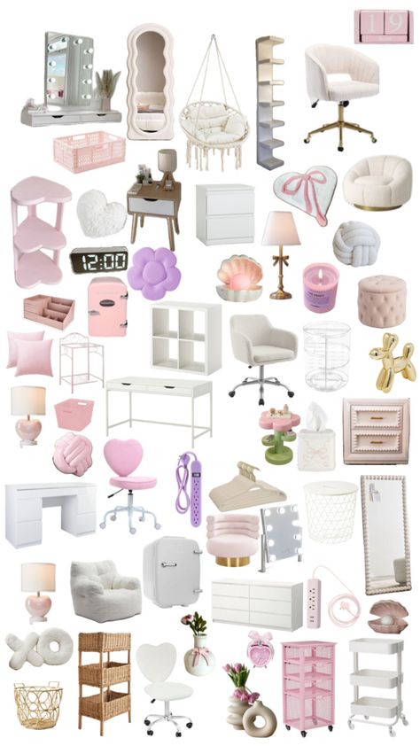 Aesthetic Room Inspo Pink And White, White And Pink Bedroom Ideas Girly, Pink White Room Ideas, White Room With Pink Accents, Baby Pink Room Ideas, Room Inspo Pink And White, Pink Room Ideas For Teens, Room Ideas Light Pink, Room Ideas Pink And White