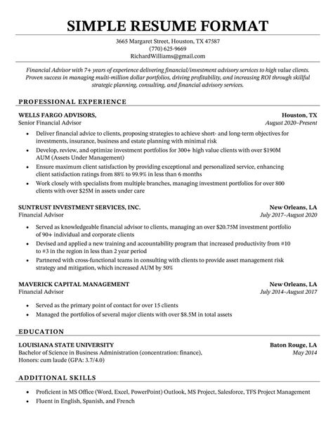 Best Resume Formats for 2024 [8+ Professional Examples] Resume Sample For Job Application, Great Resume Examples, Resume 2024 Design, Work Resume Templates, 2024 Resume Trends, Best Resume Format 2023, Ats Resume Template, Best Resume Format For Freshers, Resume 2024