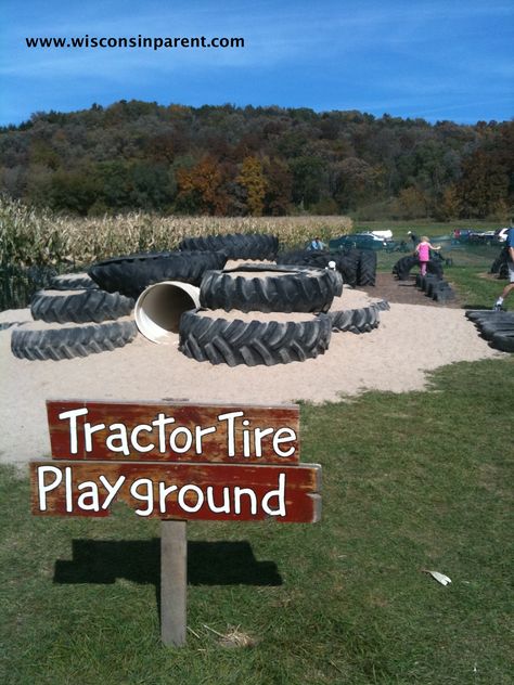 Treinen Farm in Lodi is a fun hobby farm with corn maze, pumpkin patch, and agri-playground for the kids. Pumpkin Patch Business, Tire Playground, Pumpkin Patch Farm, Sand Pit, Farm Day, Tractor Tire, Farm Games, Farm Fun, Farm Activities