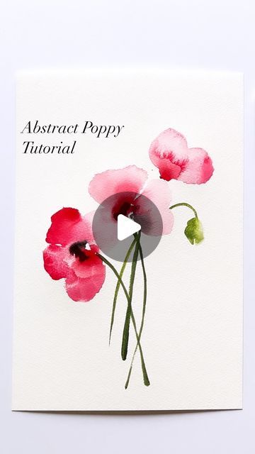 Watercolour Poppy Tutorial, Watercolour Poppies Watercolor Tutorials, Poppy Watercolour Painting, Watercolor Poppies Tutorial, Abstract Watercolor Flowers Tutorial, Watercolour Flowers Tutorial, Watercolour Poppies, Poppy Watercolor Painting, Watercolor Mothers Day