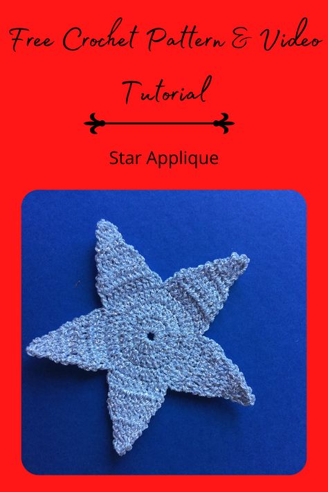 Learn how to crochet this star applique by following the free pattern or video tutorial at Kerri's Crochet. Crochet Star Applique, Crochet Star Pattern, Disney Applique, Crochet Star Patterns, Crochet Beginner, Star Applique, Boy Crochet, Crochet Flats, Crochet Applique Patterns Free