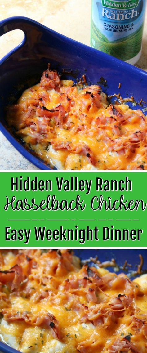 Hidden Valley Ranch Hasselback Chicken - An Easy Weeknight Dinner Hidden Valley Ranch Chicken, Ranch Baked Chicken, Hidden Valley Ranch Recipes, Hidden Valley Recipes, Ranch Recipes, Hasselback Chicken, Weeknight Dinner Recipes, Baked Chicken Recipe, Ranch Chicken Recipes