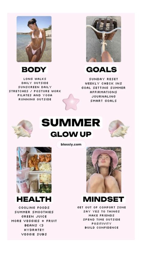 Ideas on how to glow up this summer 2024 Steps To A Glow Up, August Glow Up Challenge, August Glow Up, How To Have A Huge Glow Up, How To Glow Up This Summer, How Glow Up, Ways To Glow Up Over Summer, Before Summer Glow Up, Quick Glow Up