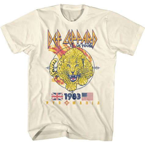 "Def Leppard Men's T-Shirt by American Classics Listen to the Hysteria and Euphoria it can only be for the Sheffield rockers Def Leppard! Yeah! They won't leave you High n' Dry as you go On Through the Night! They have sold over 100 million albums worldwide and were inducted in the Rock and Roll Hall of Fame in 2019. Wear some rock nostalgia, this cool Def Leppard graphic t-shirt is vintage style print with a distressed look as if you bought it at a Def Leppard Rock Concert in the 80's What's in Def Leppard Pyromania, Retro Graphic Tees, Glam Metal, Comfy Shirts, Concert Shirts, Def Leppard, Band Merch, Tour T Shirts, Quality T Shirts