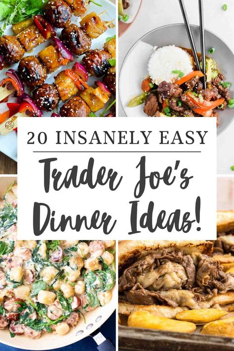 Need some easy meals to prepare? Here are 20 EASY Trader Joe's recipe ideas that will have a delicious meal on your table in no time. Dinner For Two Trader Joes, Trader Joe’s Cheap Meals, Trader Joes Meals For Two, Trader Joe’s Recipes Summer, Slow Cooker Trader Joes Recipes, Trader Joes Summer Recipes, Trader Joe’s Easy Recipes, Easy Healthy Meals Trader Joes, Low Calorie Trader Joe Meals