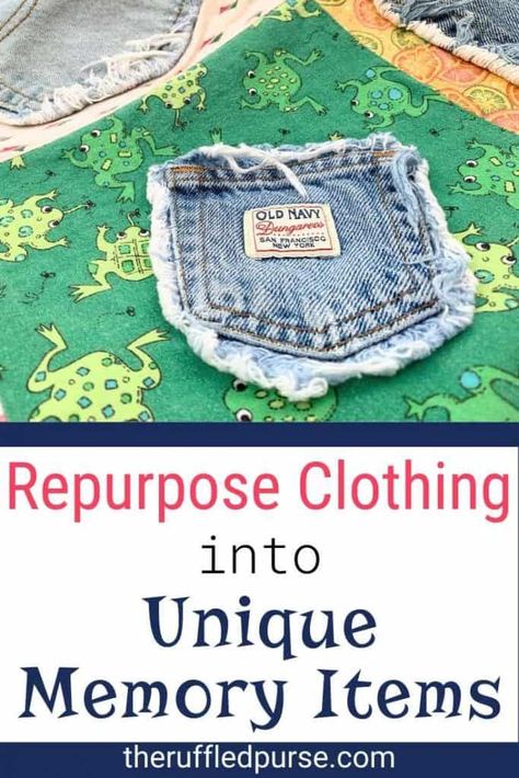 Repurpose Baby Clothes, Keepsakes From Clothing, Memory Crafts From Clothes, Memory Clothes, Memorial Outfits, Memory Items, Memory Ideas, Grandma Clothes, Memory Gifts