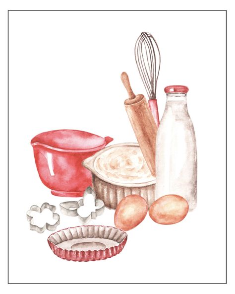 Cottagecore Baking, Cooking Illustration, Cooking Clipart, Digital Recipe Book, Recipe Book Templates, Baking Art, Recipe Scrapbook, Cottage Market, Diet Planner