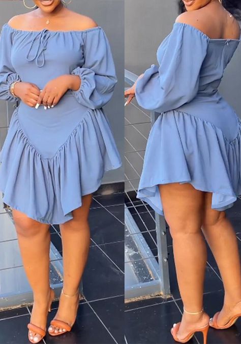 Off The Shoulder Dresses, Classy Short Dresses, Shoulder Dresses, Balloon Sleeve Dress, Short Gowns, Lantern Sleeve Dress, Classy Casual Outfits, Latest African Fashion Dresses, African Fashion Dresses