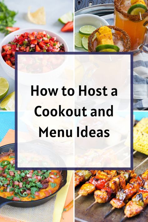 Get all of my top tips for how to plan and host the best cookout this summer! Lots of different menu ideas for inspiration, from appetizers and drinks, to mains, sides and desserts. Throw the best summer party right in your backyard! #cookoutrecipes #cookoutmenu #howtoplanacookout Lunch Party Menu, Cookout Appetizers, Bbq Party Menu, Summer Bbq Menu, Healthy Cookout, Bbq Dinner Party, Apple Empanadas, Summer Dinner Party Menu, Menu Healthy