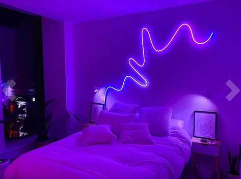 Neon Rope Light With Music Sync Creative DIY Design Works - Etsy Rope Lights Bedroom, Neon Rope, Neon Bedroom, Led Lighting Bedroom, Neon Flex, Westport Ct, Neon Room, Led Rope Lights, Purple Rooms