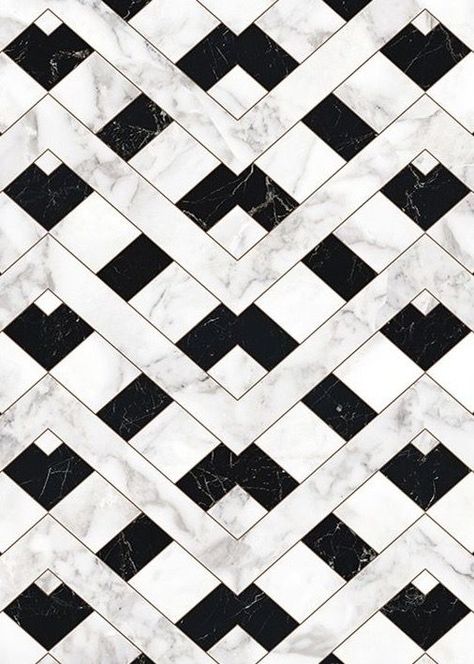 The extravagant pattern on the Trenza Marmi tile uses a basket weave design featuring contrasting marble prints. The result is an Art Deco style masterpiece inspired by marble - beautifully unique! Art Deco Floor Design, Art Deco Flooring Pattern, Art Deco Flooring, Art Deco Texture, Floor Inlay, Art Deco Tile, Marble Pattern Texture, Floor Pattern Design, Marble Floor Pattern