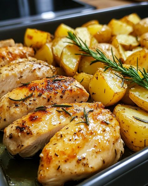 🍗 Garlic Parmesan Chicken and Potatoes 🧄🧀🥔 Ingredients - 4 boneless, skinless chicken breasts - 4 medium potatoes, diced - 3 tablespoons olive oil - 4 cloves garlic, minced - 1/2 cup grated Parmesan cheese - 1 teaspoon Italian seasoning - 1/2 teaspoon paprika - 1/2 teaspoon salt - 1/4 teaspoon black pepper - 2 tablespoons fresh parsley, chopped (for garnish) Instructions 1. Preheat your oven to 400°F (200°C). Lightly grease a large baking dish. 2. In a small bowl, mix olive oil,... High Protein Clean Eating, Protein Clean Eating, Garlic Parmesan Chicken And Potatoes, Parmesan Chicken And Potatoes, Chicken And Potatoes, Healthy Food Inspiration, Garlic Parmesan Chicken, Parmesan Chicken, Healthy Food Dishes