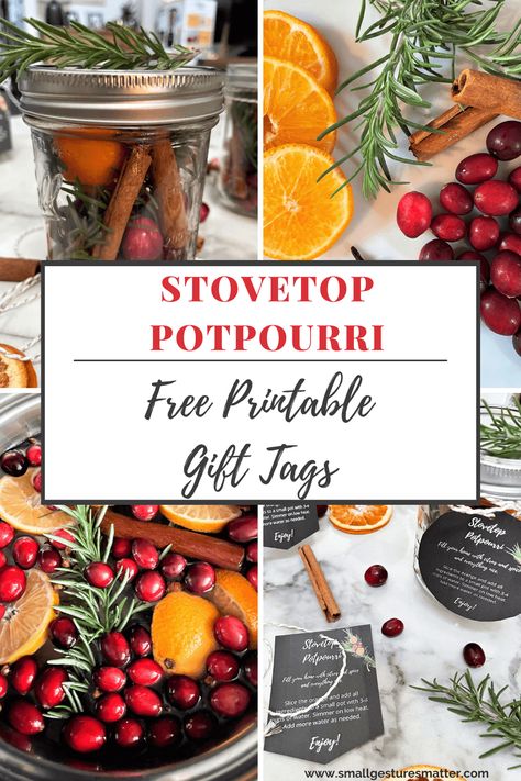 Holiday Stovetop Potpourri in mason jars with gift tags Stovetop Christmas Potpourri, Stove Potpourri, Potpourri Diy, Gift Tags Free Printable, Potpourri Recipe, Free Christmas Printable, Holiday Potpourri, Homemade Potpourri, Potpourri Gift