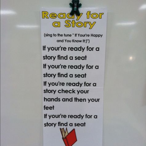 Use this song to quietly get your students to the carpet area for a story.  The title is Ready for a Story and sing to the tune of "If Your Happy and You Know It". Come To The Carpet Song, Carpet Transition Songs, Carpet Time Songs, Carpet Songs For Preschool, Story Time Songs Preschool, Transition Songs For Preschool, Kindergarten Circle Time, Preschool Transitions, Transition Songs