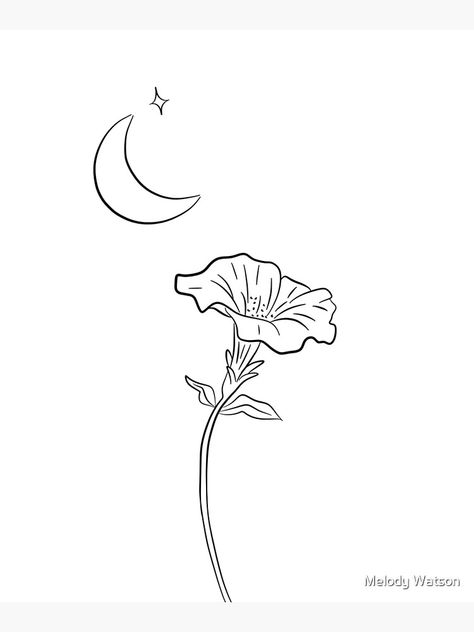 Morning Glory Tattoo, Flower Line Art, Morning Glory Flowers, Line Art Flowers, Bouquet Tattoo, Moon Tattoo Designs, Birth Flower Tattoos, Flower Outline, Morning Glories