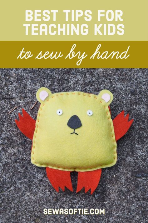 Sewing For Kindergarten, Sew A Softie, Childrens Sewing Projects, Easy Stuffies To Sew, Kids Beginner Sewing Projects, Easy Hand Sewing Projects For Kids, Kids Hand Sewing Projects, Easy Sewing Projects For Beginners Kids, How To Sew Stuffed Animals