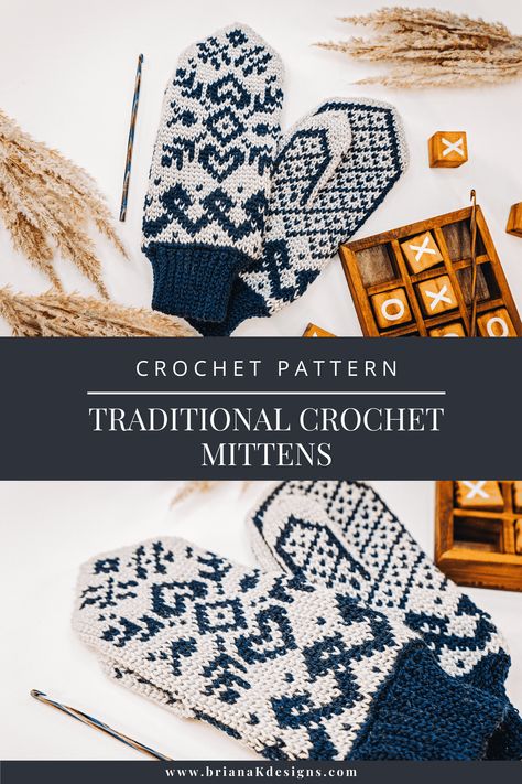 Crochet Yarn Chart, Fair Isle Crochet Mittens, Crochet Winter Mittens, Scandinavian Mittens Pattern Free, Free Knit Mittens Pattern, Crochet Hat And Mittens Free Pattern, Crochet Wool Mittens, Crochet Pattern Mittens, Mosaic Crochet Mittens