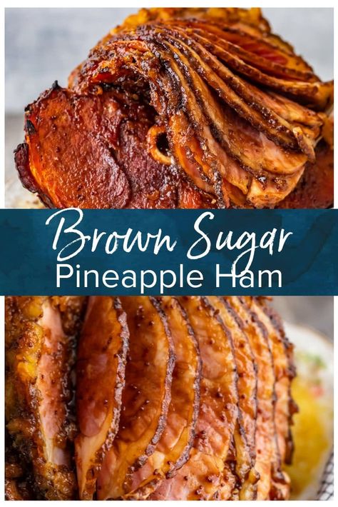 This Brown Sugar Pineapple Ham is the perfect Easter Ham recipe! We made a delicious cola and brown sugar glaze for ham, and combined it with crushed pineapples. This spiral ham is easy to make, and filled with SO much flavor! #thecookierookie #easter #ham #easterdinner #hamrecipes #glazedham #maindish Ham Recipes For Christmas, Easter Ham With Pineapple, Easy Food For Christmas Dinner, Christmas Meals Easy, Spiral Ham Recipes With Pineapple, Easy Spiral Ham Recipes, Sams Choice Spiral Ham In Oven, Best Ham For Thanksgiving, Easy Easter Ham Recipes