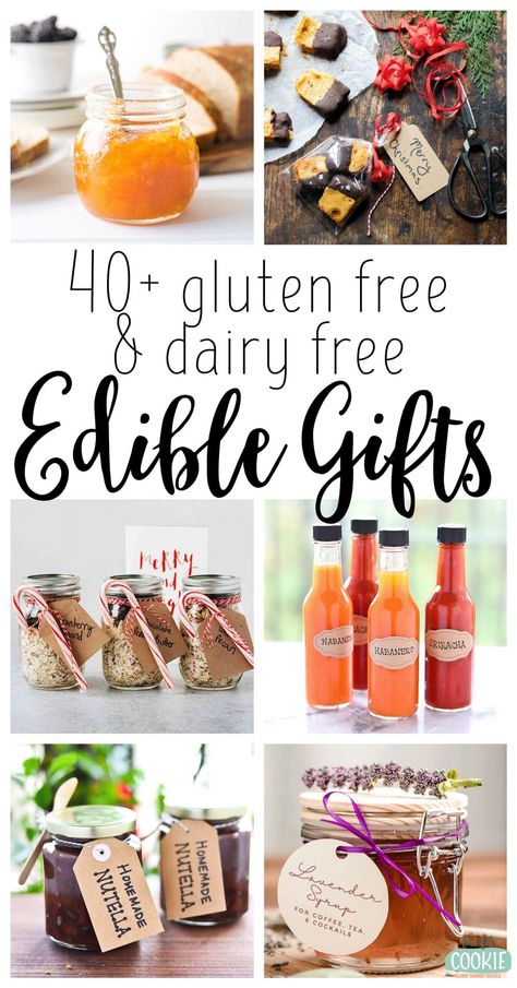 Not sure what to get friends and family for gifts this year? Make some personalized gluten free and dairy free homemade food gifts! We're sharing over 40 allergy friendly edible gifts you can make for holiday gift giving, with plenty of nut free, low carb, paleo, and vegan options. | thefitcookie.com #dairyfree #glutenfree #gifts #holidays #Christmas Homemade New Years Gifts, Deserts To Give As Gifts, Fit Christmas Gifts, Christmas Gift Edible, 4 H Cooking Project Ideas, Homemade Holiday Food Gifts, Christmas Presents Homemade, Gluten Free Gift Ideas, Gluten Free Gifts In A Jar