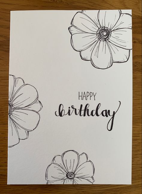 Happy Birthday Card With Flowers, Birthday Gesture Idea, Birthday Cards Ideas For Best Friends, Birthday Cards Writing, Cute Simple Card Ideas, Birthday Cards Drawing Ideas, Birthday Card Flowers Drawing, Diy Card Design, Card Ideas For Best Friend Birthday