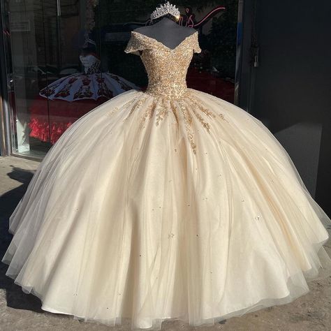 Vizcaya, Valencia & Valentina’s Instagram photo: “Beautiful Belle vibes 🥀✨ Valencia, Style 60091 ✨” Champagne Quinceanera, Champagne Quince, Vestido Charro, Quince Themes, Champagne Quinceanera Dresses, Quinceanera Themes Dresses, Quinceañera Ideas, Dresses Champagne, Quinceanera Dresses Gold