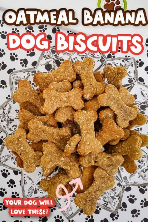 Safe Homemade Dog Treats, Banana Dog Biscuits, Banana Dog Treat Recipe, Banana Dog Treats, Pup Treats, Dog Cookie Recipes, Dog Treats Homemade, Treat Business, The Best Oatmeal